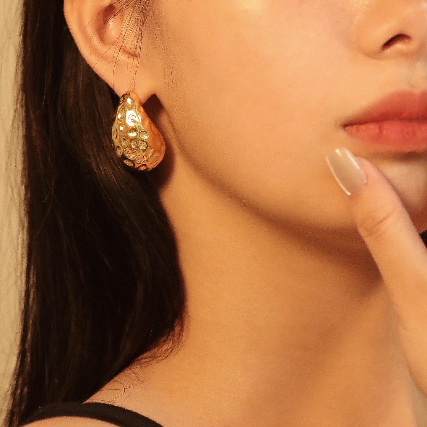 Teardrop Oval Concave Stud Earrings 20*32mm asonjewelry