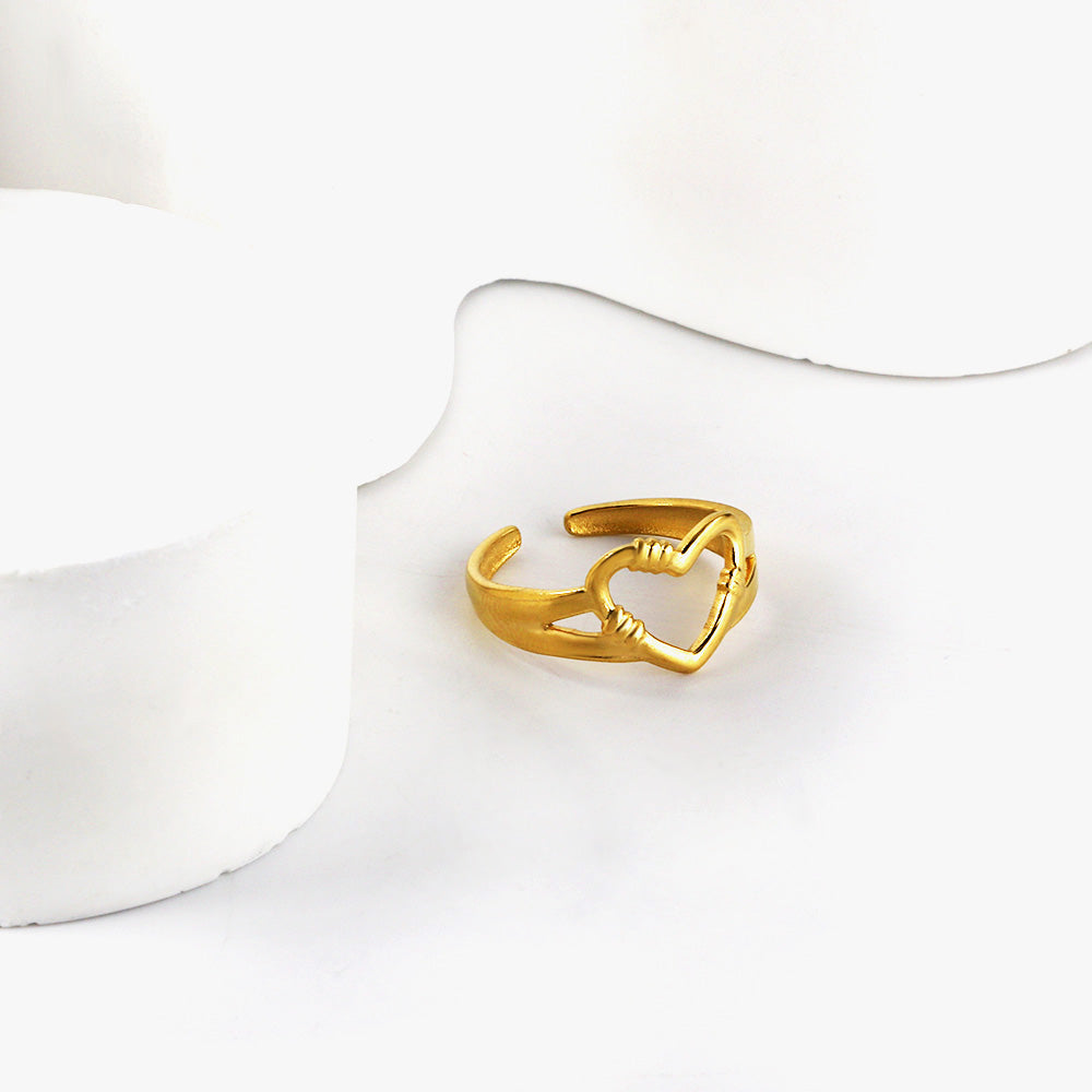 Geometric ring heart-shaped ring 18k gold plated stainless steel ring jewelry wholesale asonjewelry