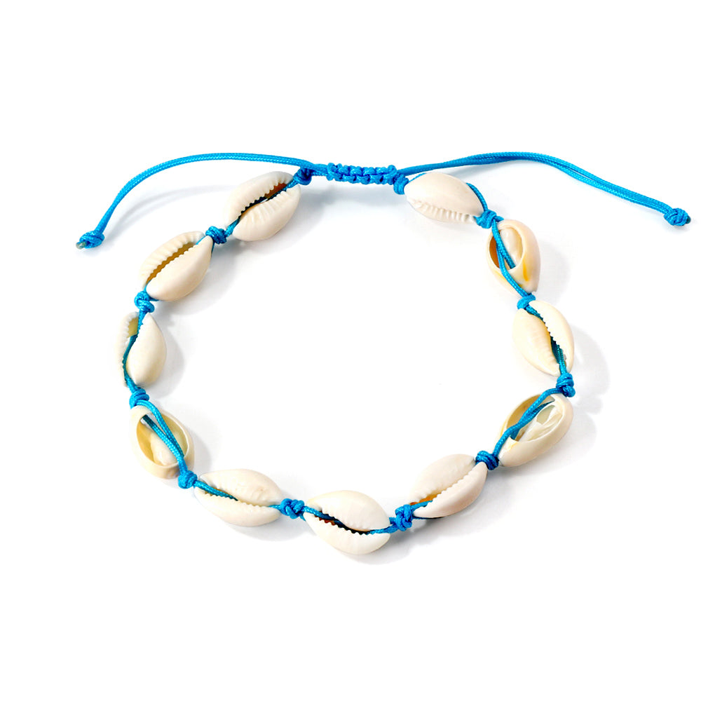 11 shells accessories blue soft bracelet 30cm steel color asonjewelry