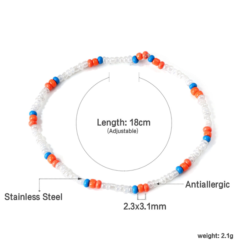 Mixed Color Beads Soft Bracelet 18cm Steel Color asonjewelry