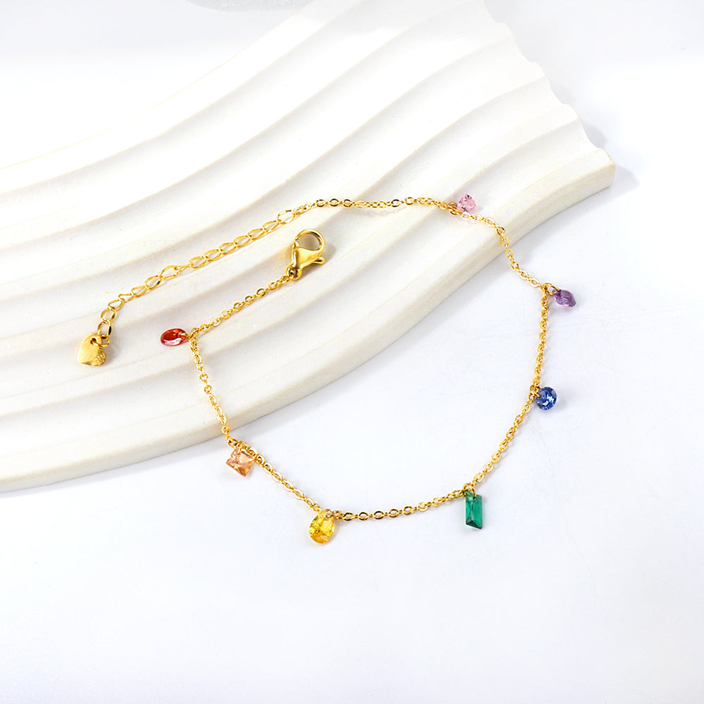 Spring 7pcs Mixed Shape Mixed Color Anklet 20+5cm asonjewelry