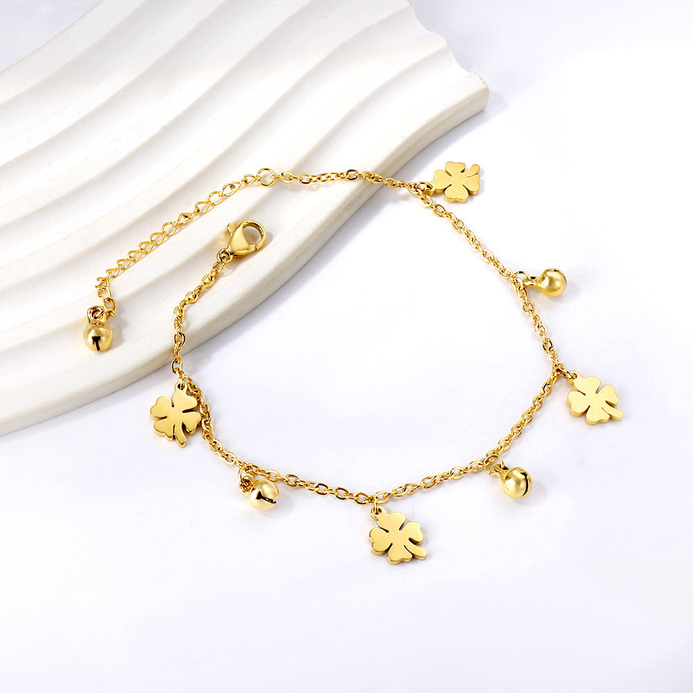 4 four-leaf clover + 4 tinker accessories anklet 19.5 +5cm asonjewelry