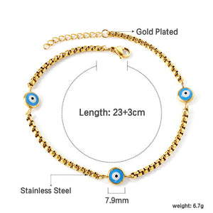 3 blue cat's eye accessories anklet 23+3cm