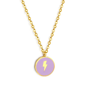 Round Blue Pendant with Lightning Motif Necklace 45+5cm