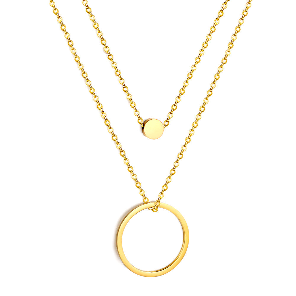 Circle Cake + Circle Pendant Necklace 46+40+5cm asonjewelry