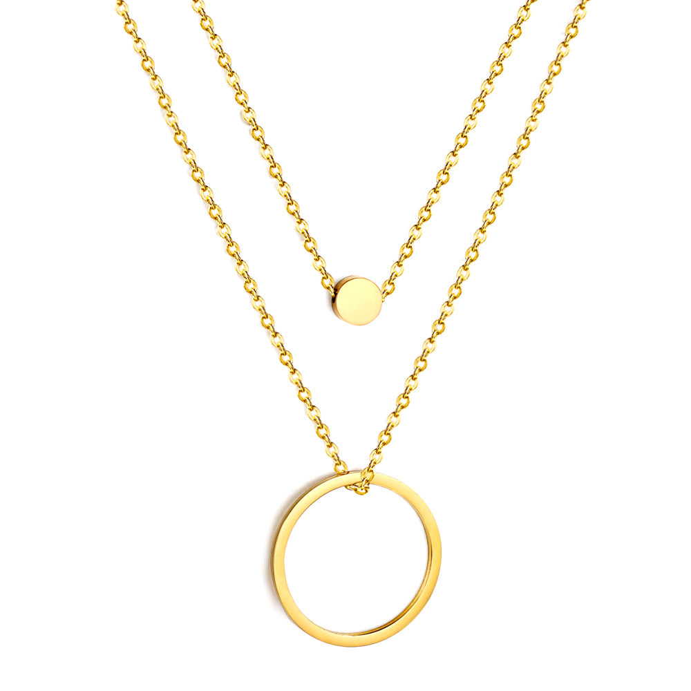 Circle Cake + Circle Pendant Necklace 46+40+5cm