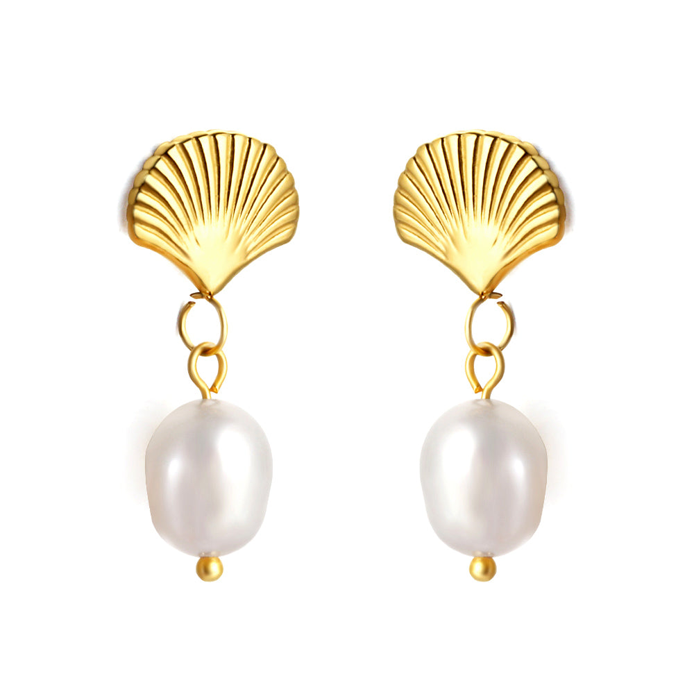 Fan + White Pearl Earrings asonjewelry