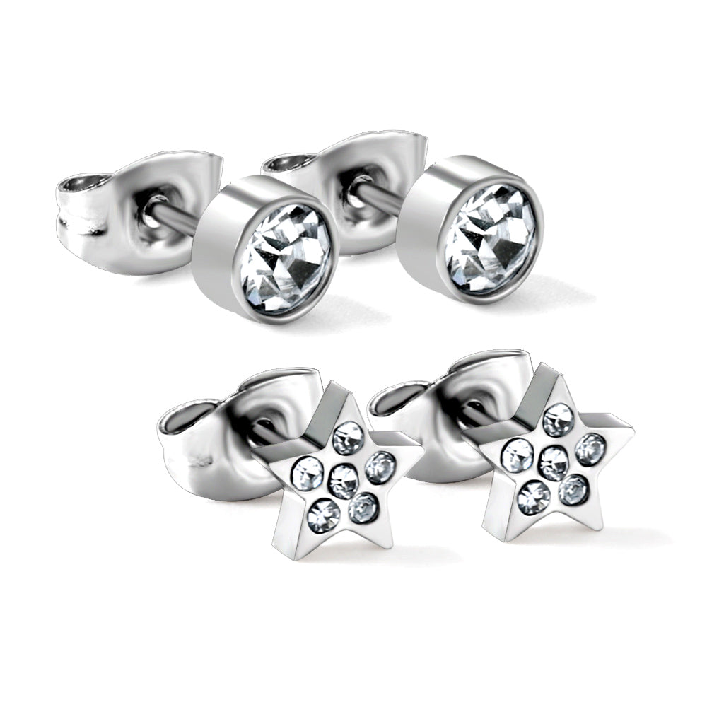 Pentagram + Cylinder Cut Earrings with Diamonds asonjewelry