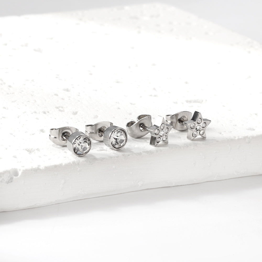 Pentagram + Cylinder Cut Earrings with Diamonds asonjewelry