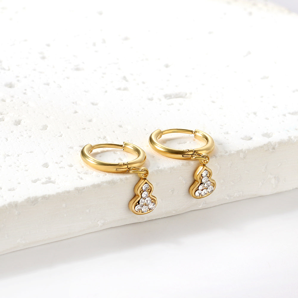 1.6x10mm circle with gourd white diamond stud earrings asonjewelry