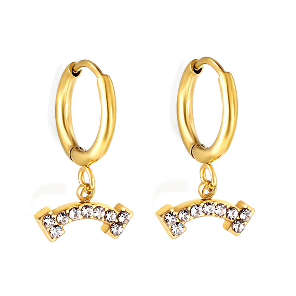 1.6x10mm circle with bone white diamond stud earrings