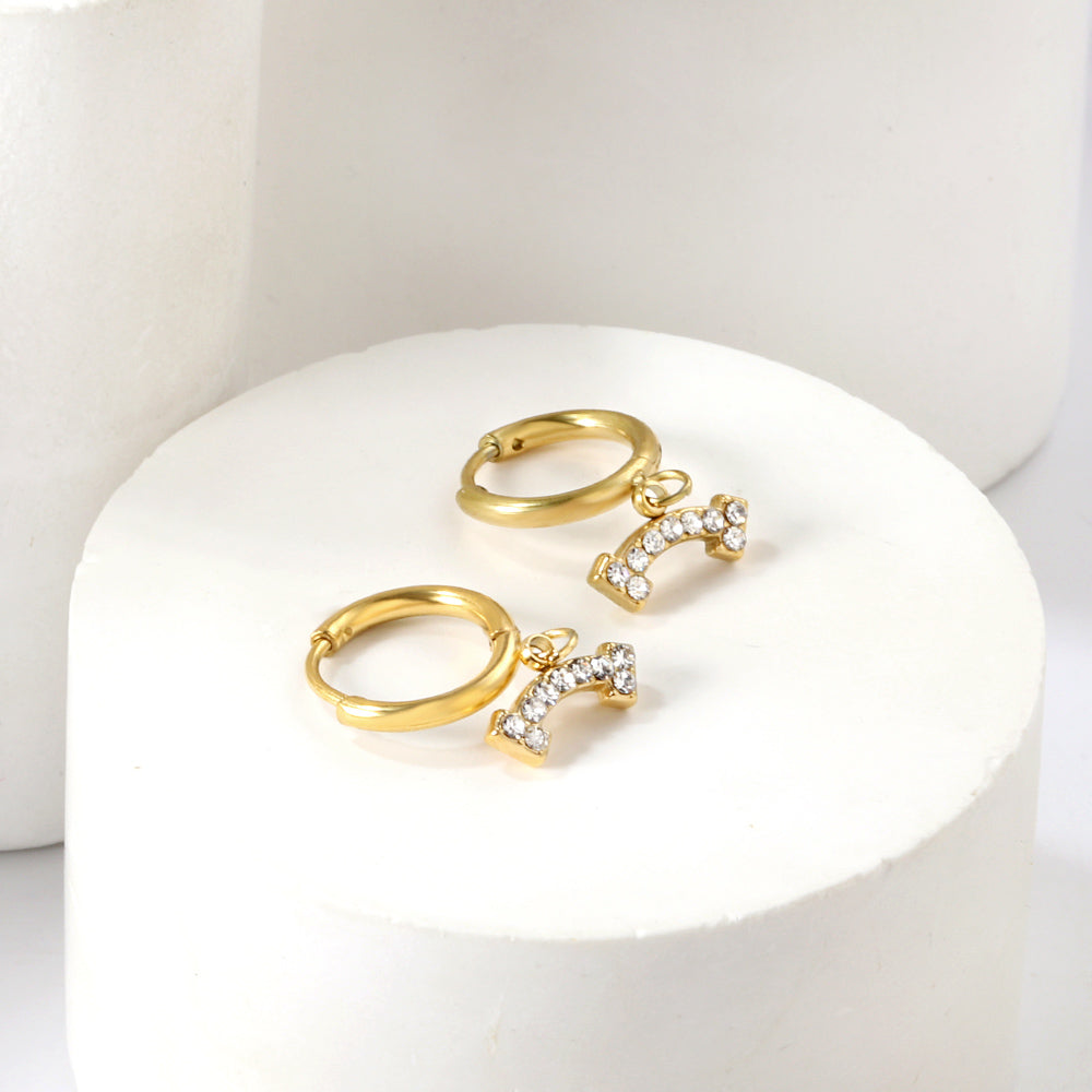 1.6x10mm circle with bone white diamond stud earrings asonjewelry