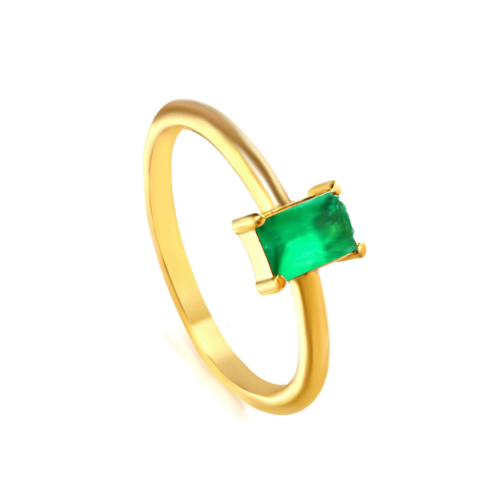 Stainless Steel Dark Green Bar Ring Vacuum Plated 18K Gold asonjewelry