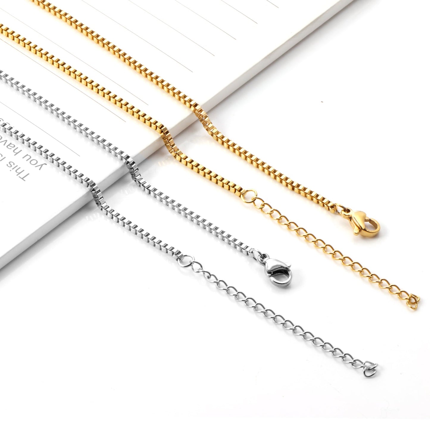 ASON 10pcs/bulk long necklace collar 2cm*45+5cm with chain Gold & steel color stainless steel necklace wholesale asonjewelry