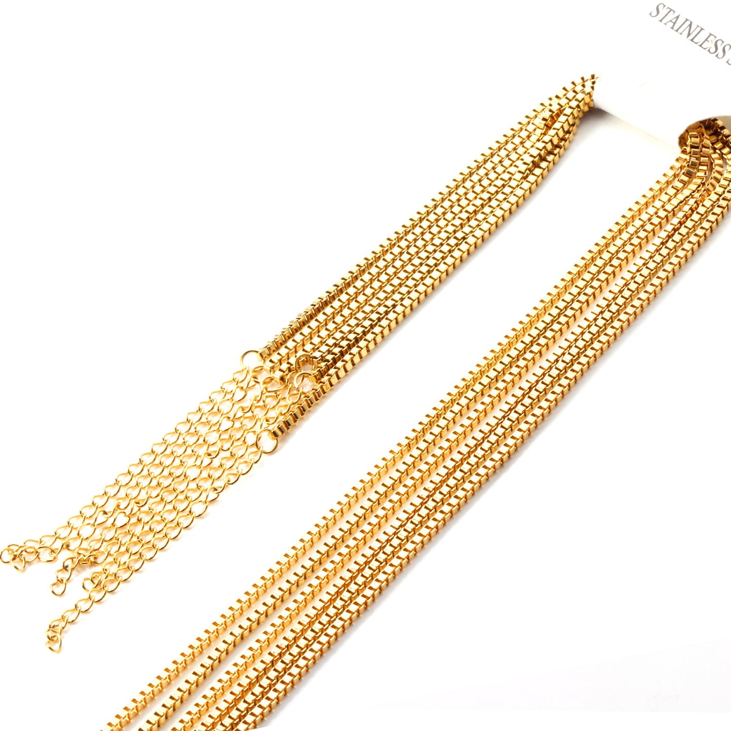 ASON 10pcs/bulk long necklace collar 2cm*45+5cm with chain Gold & steel color stainless steel necklace wholesale asonjewelry