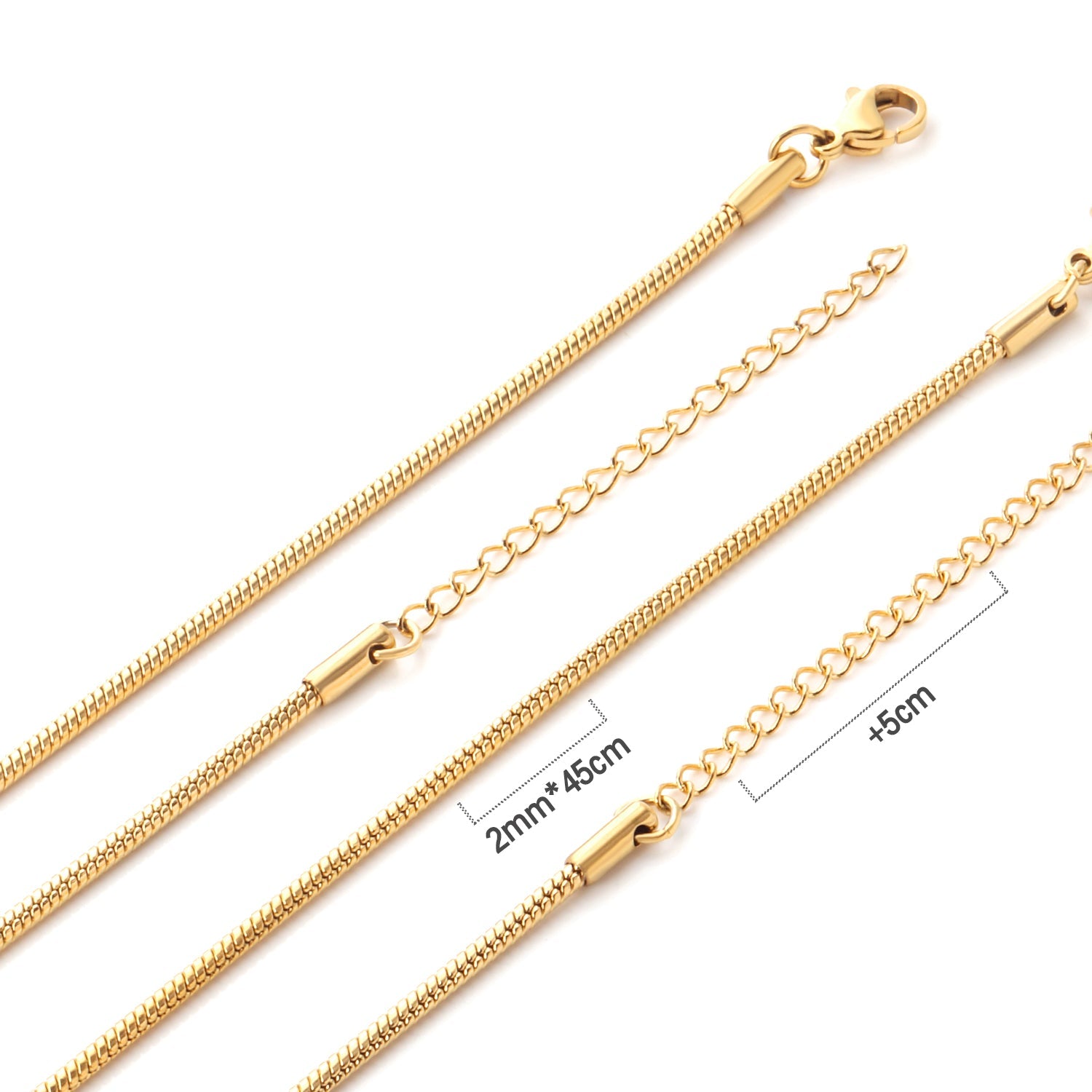 ASON 10pcs/bulk long necklace collar 1cm / 2cm*45cm+5cm matching chain gold & steel color stainless steel necklace wholesale asonjewelry
