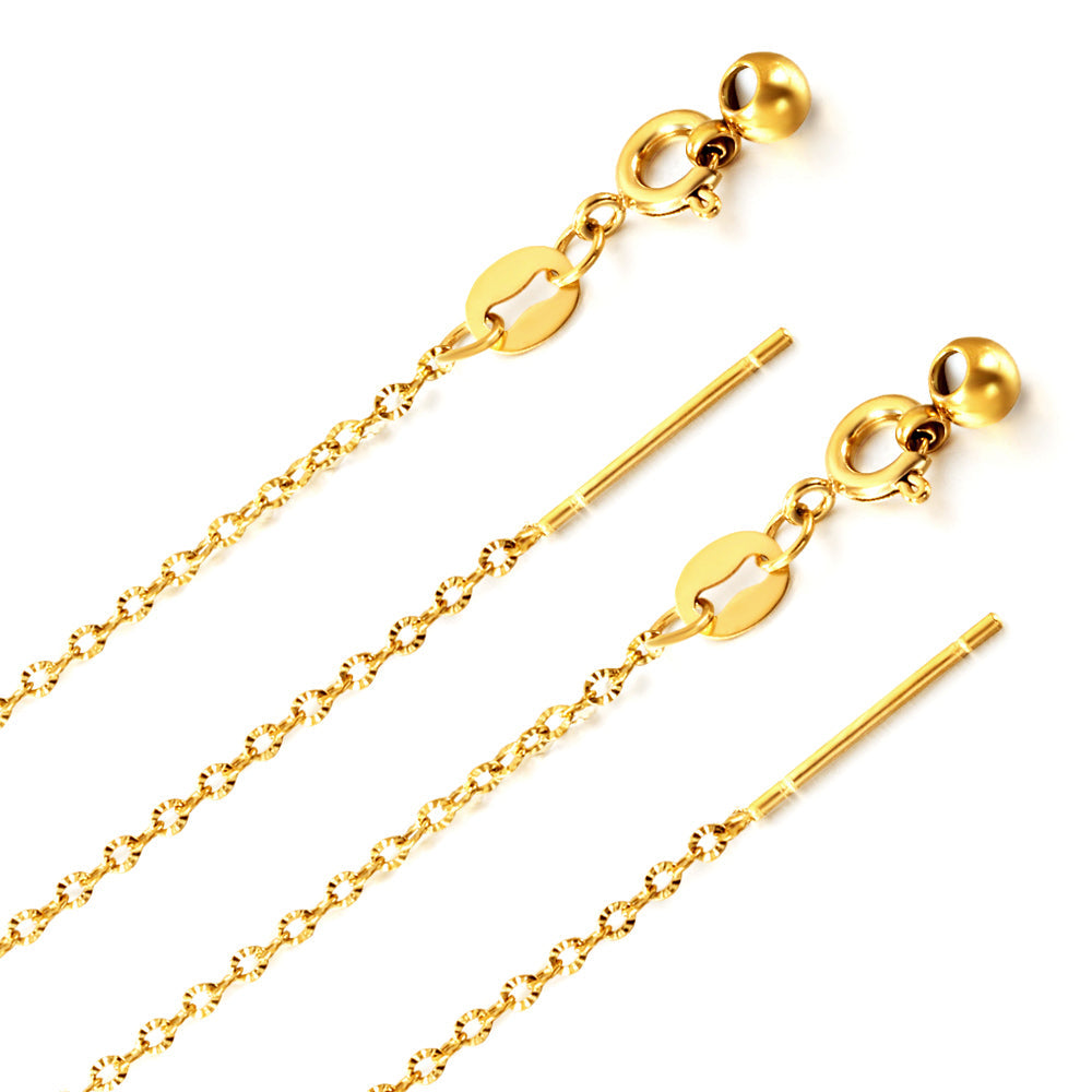 ASON 10pcs/bulk long necklace collar 1.3mm*45cm retractable connector clasp matching chain steel color & gold color stainless steel necklace wholesale asonjewelry