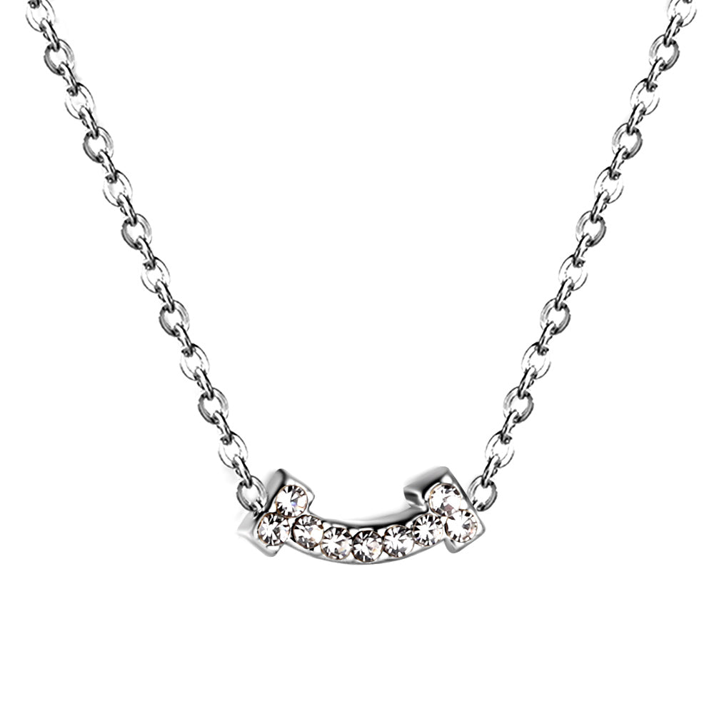 10*1.7mm Bone Stick White Diamond Pendant 0.3 Cross Chain*43+5cm End Chain Necklace Steel/Golden