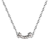 10*1.7mm Bone Stick White Diamond Pendant 0.3 Cross Chain*43+5cm End Chain Necklace Steel/Golden