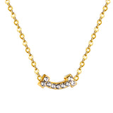 10*1.7mm Bone Stick White Diamond Pendant 0.3 Cross Chain*43+5cm End Chain Necklace Steel/Golden