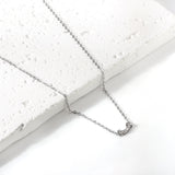 10*1.7mm Bone Stick White Diamond Pendant 0.3 Cross Chain*43+5cm End Chain Necklace Steel/Golden