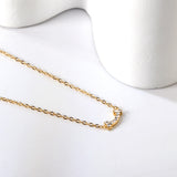 10*1.7mm Bone Stick White Diamond Pendant 0.3 Cross Chain*43+5cm End Chain Necklace Steel/Golden