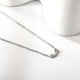 10*1.7mm Bone Stick White Diamond Pendant 0.3 Cross Chain*43+5cm End Chain Necklace Steel/Golden