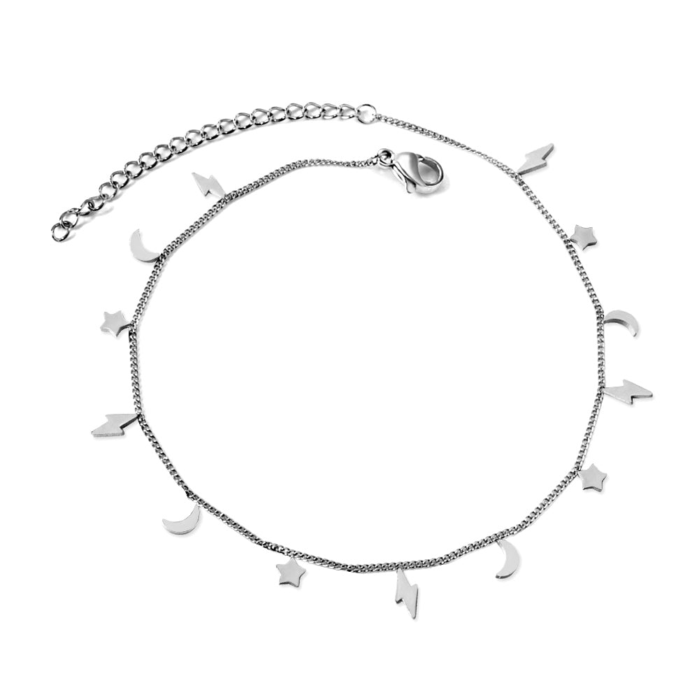 5 Lightning + 4 Stars + 4 Moons Accessories Anklet 21+5cm asonjewelry