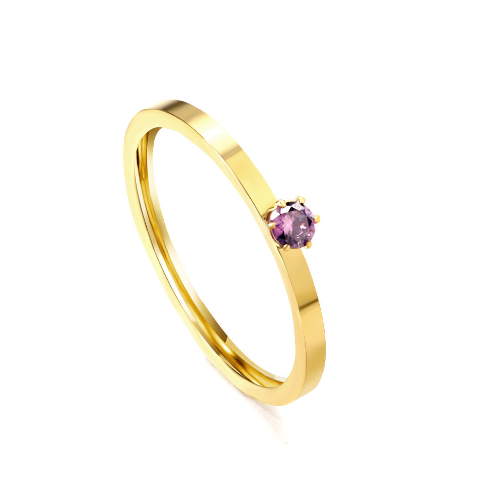 Simple plain ring with multi-color zirconia asonjewelry
