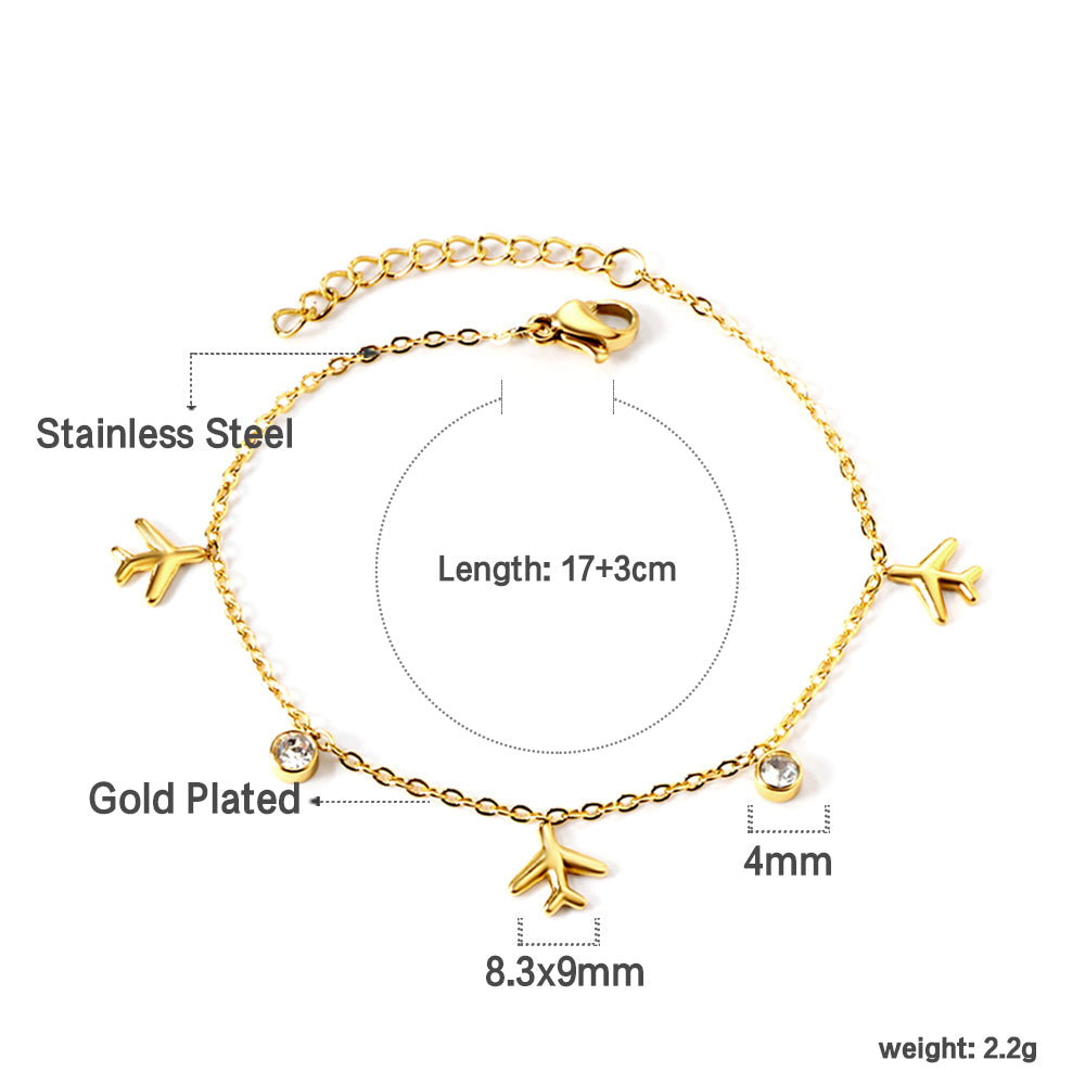 3 planes + 2 cylindrical white diamond bracelet 17+3cm asonjewelry