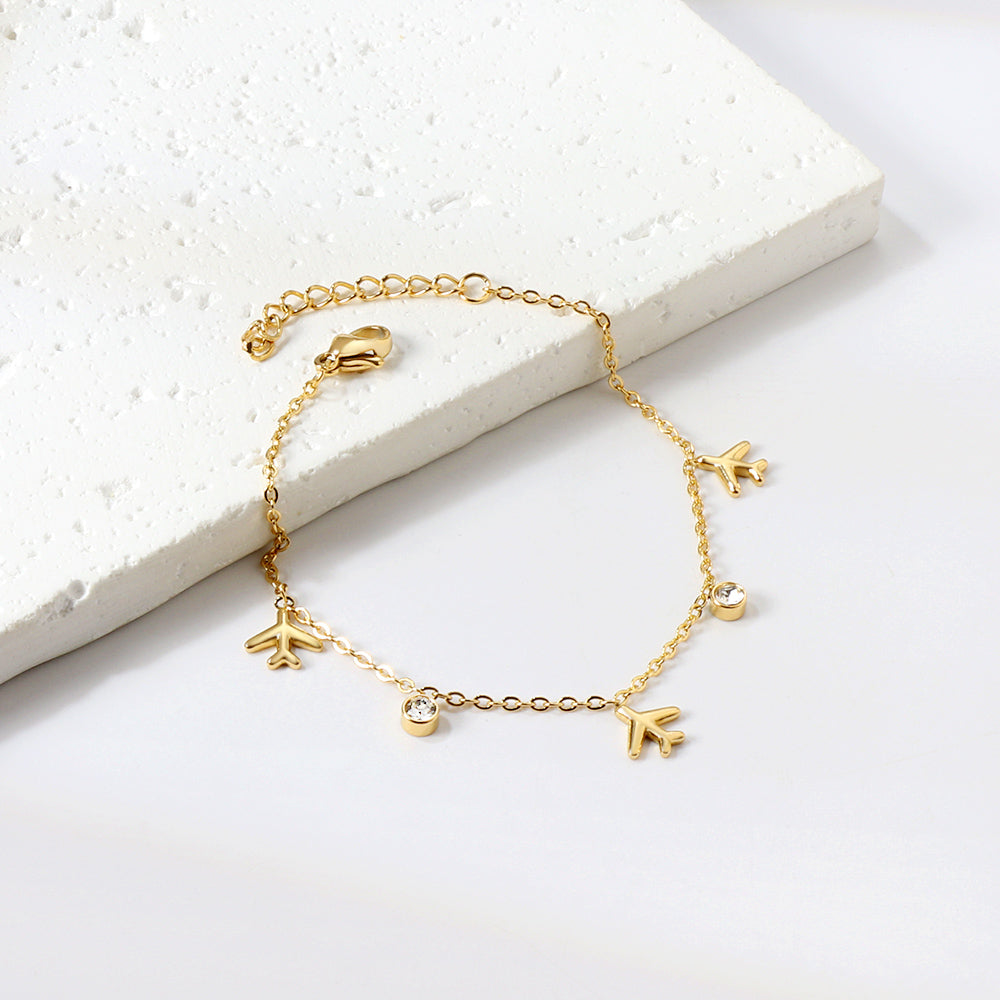 3 planes + 2 cylindrical white diamond bracelet 17+3cm