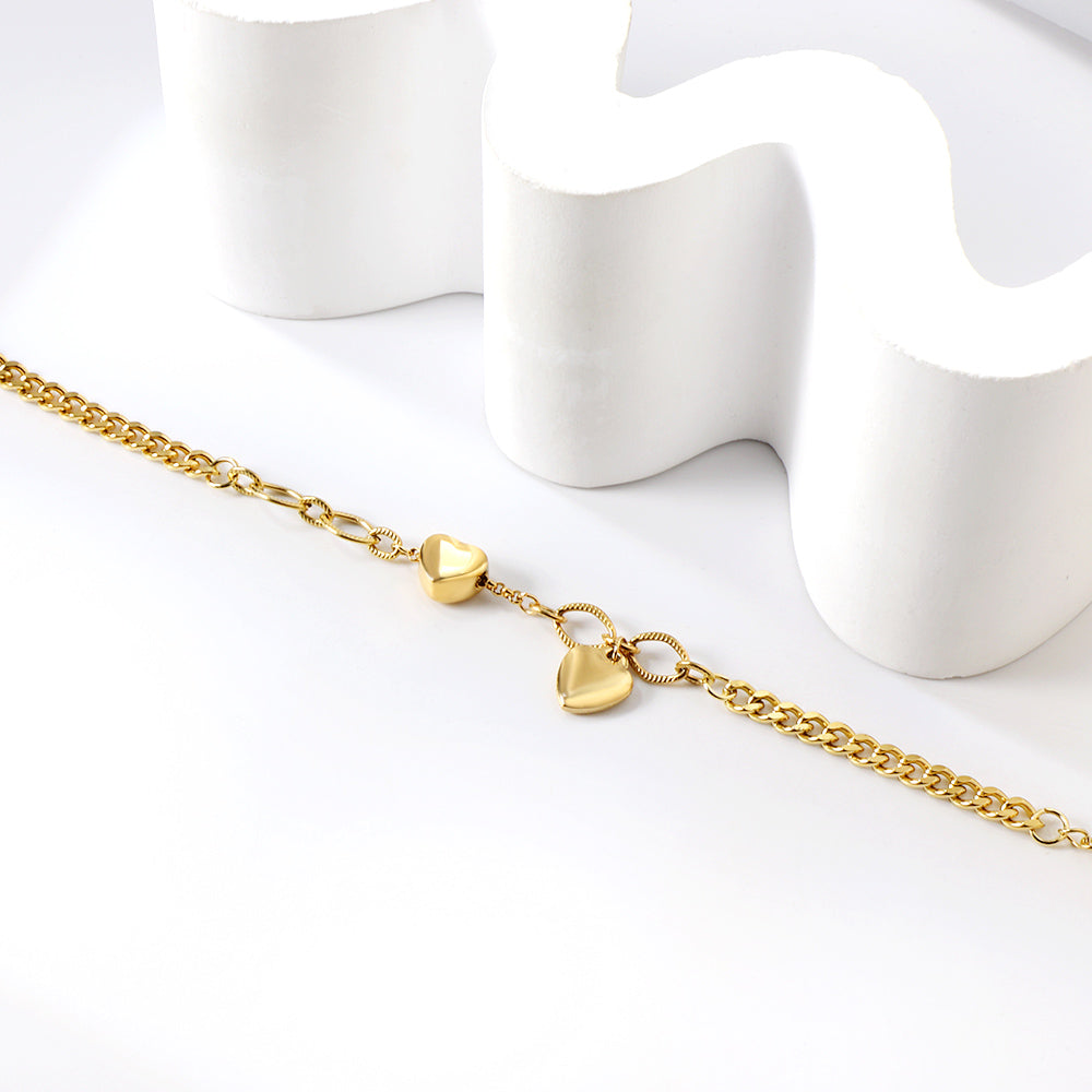Double heart-shaped accessory bracelet 18+4cm gold asonjewelry