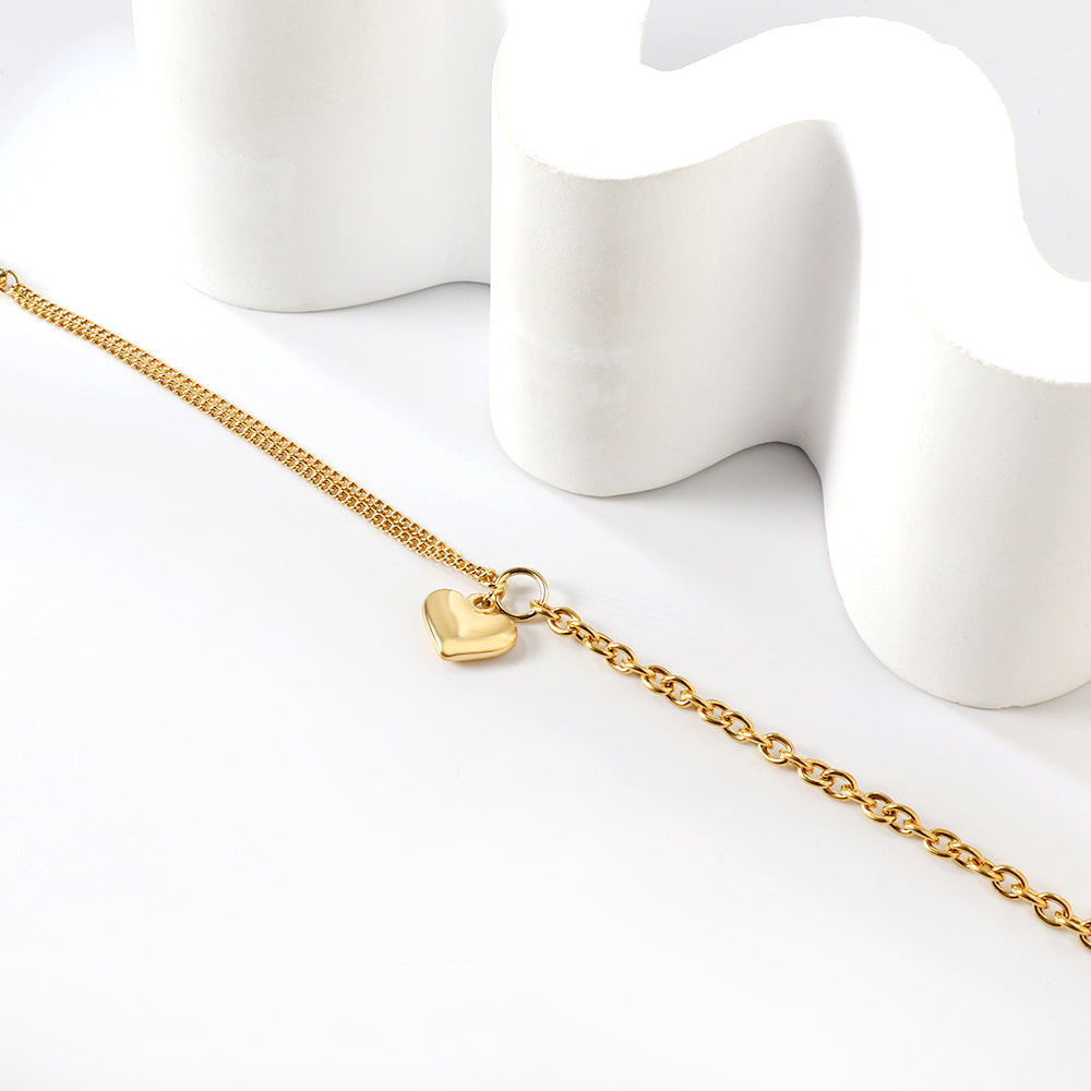 Heart-shaped accessories + half-double chain bracelet 18+4cm gold asonjewelry