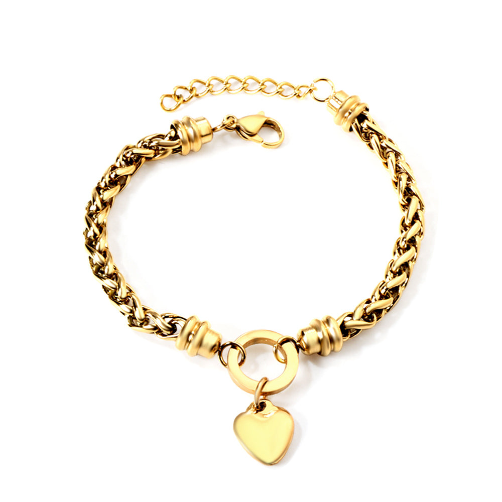 Circle bracelet with heart-shaped accessories 17+3cm gold asonjewelry