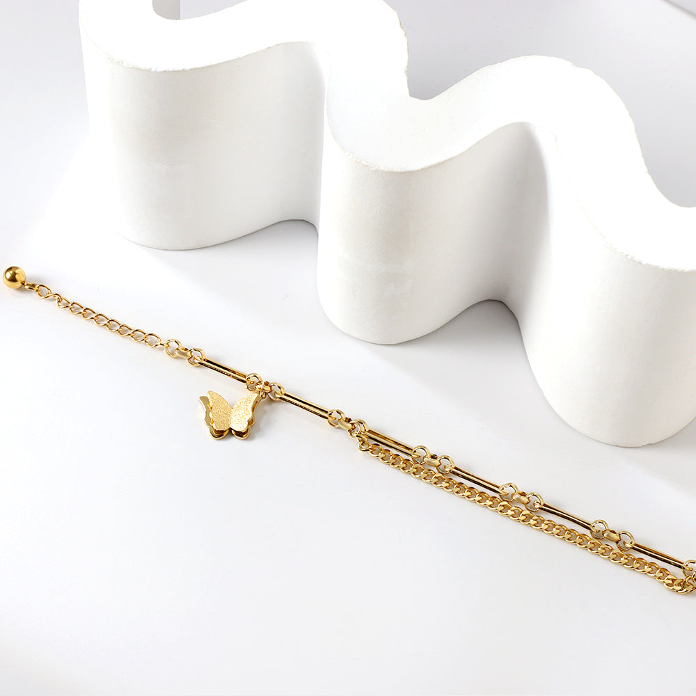 2024 New Year Butterfly Accessories + Half Double Chain Bracelet 17+4cm asonjewelry