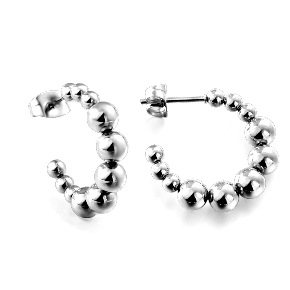 Open earrings semi-circular size steel beads earrings steel color/golden