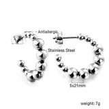 Open earrings semi-circular size steel beads earrings steel color/golden