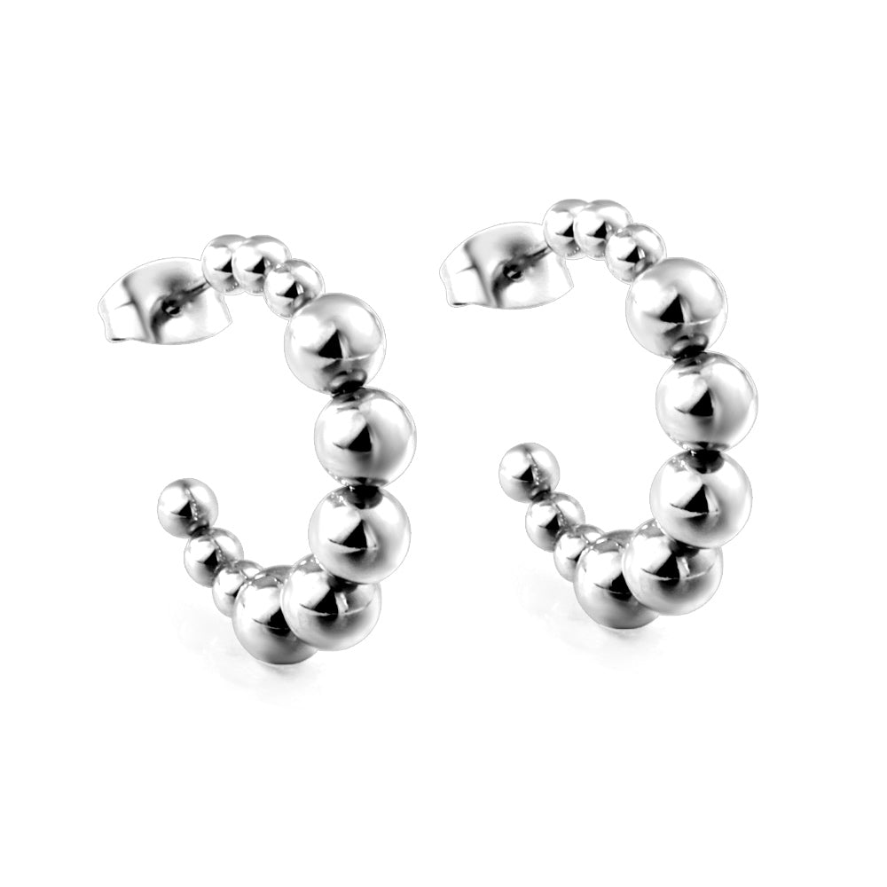 Open earrings semi-circular size steel beads earrings steel color/golden