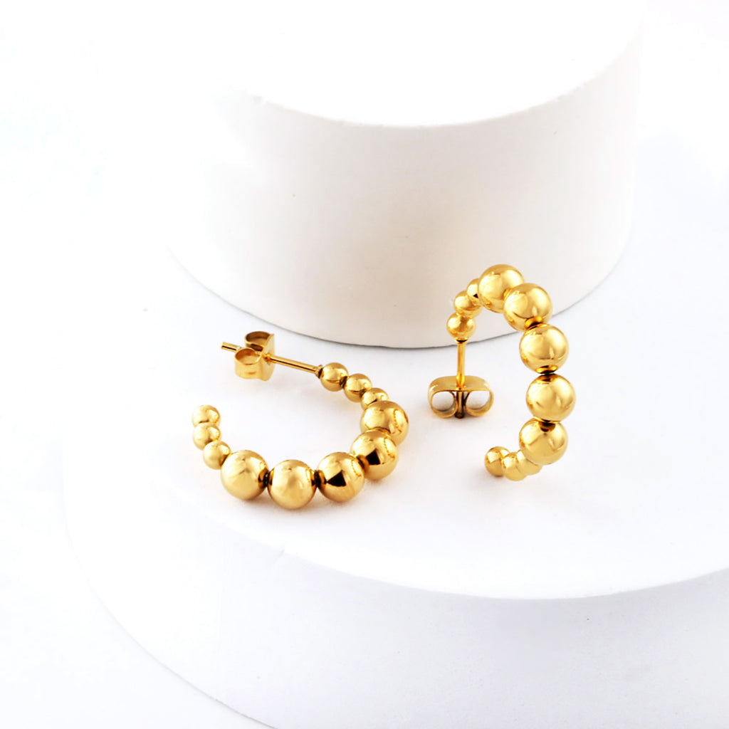 Open earrings semi-circular size steel beads earrings steel color/golden