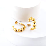 Open earrings semi-circular size steel beads earrings steel color/golden