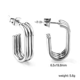 6.5*19.8mm open rectangle earrings steel color/golden
