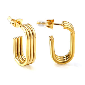 6.5*19.8mm open rectangle earrings steel color/golden