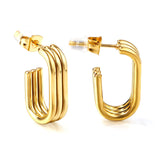 6.5*19.8mm open rectangle earrings steel color/golden