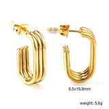 6.5*19.8mm open rectangle earrings steel color/golden