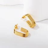 6.5*19.8mm open rectangle earrings steel color/golden