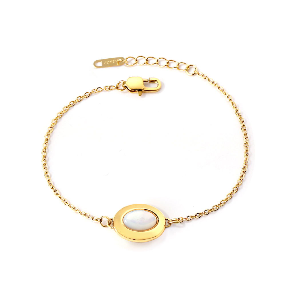 Round with White Zirconia Charm Bracelet 16+4cm asonjewelry