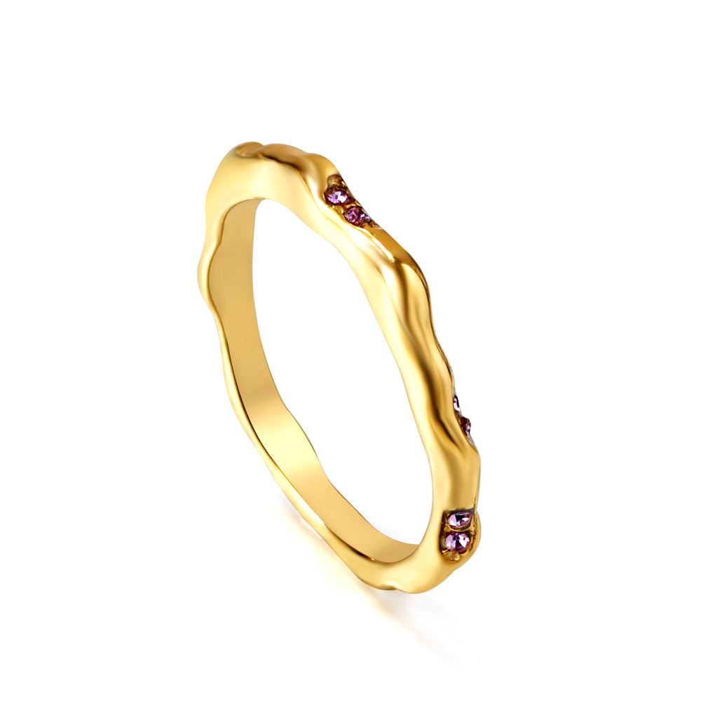 Stylish design twist with diamonds stainless steel new ring asonjewelry