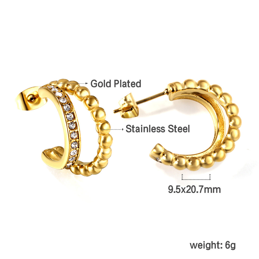 Open half round with white - green diamond earring clasp 8.5*20.5mm asonjewelry