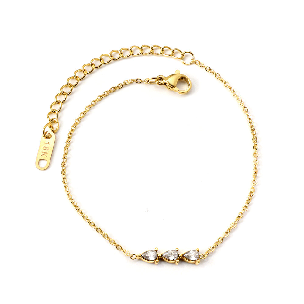 Three teardrop CZcharm bracelet asonjewelry