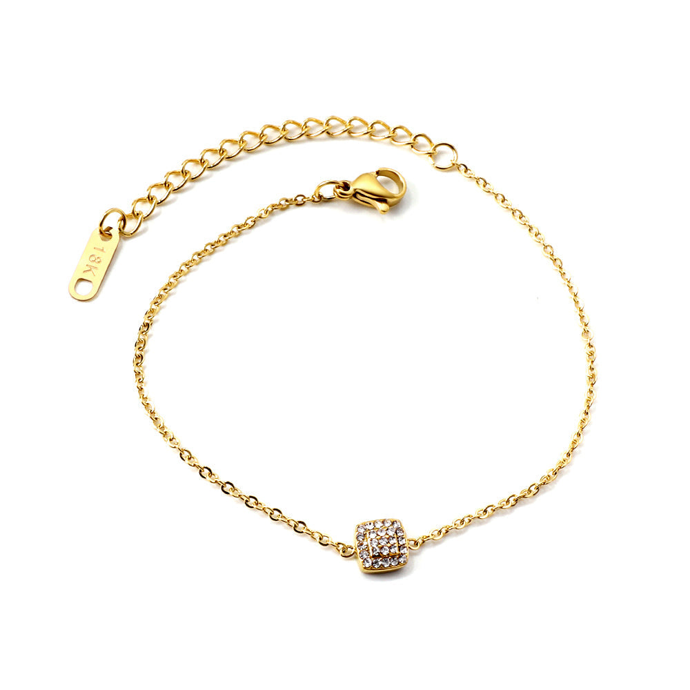 Square diamond pendant bracelet 17+5cm asonjewelry